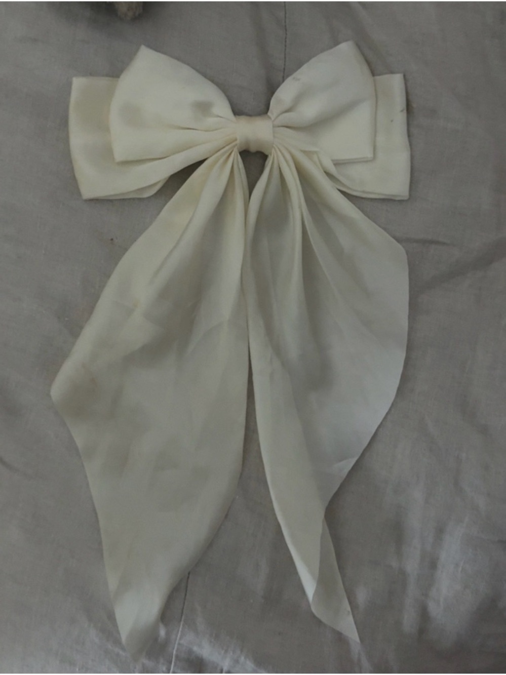 Ivory Satin Bow Hair Accessory